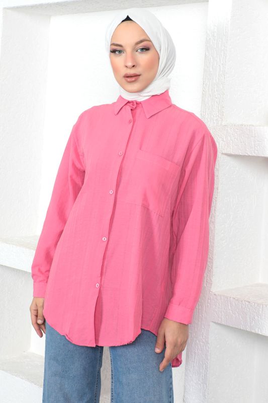 Düğmeli Tunik TSD230105 Pembe - 3