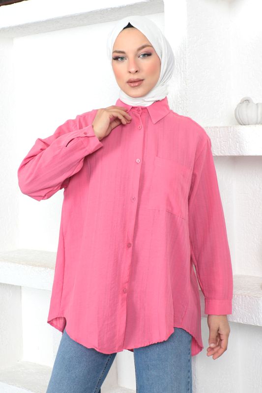 Düğmeli Tunik TSD230105 Pembe - 1