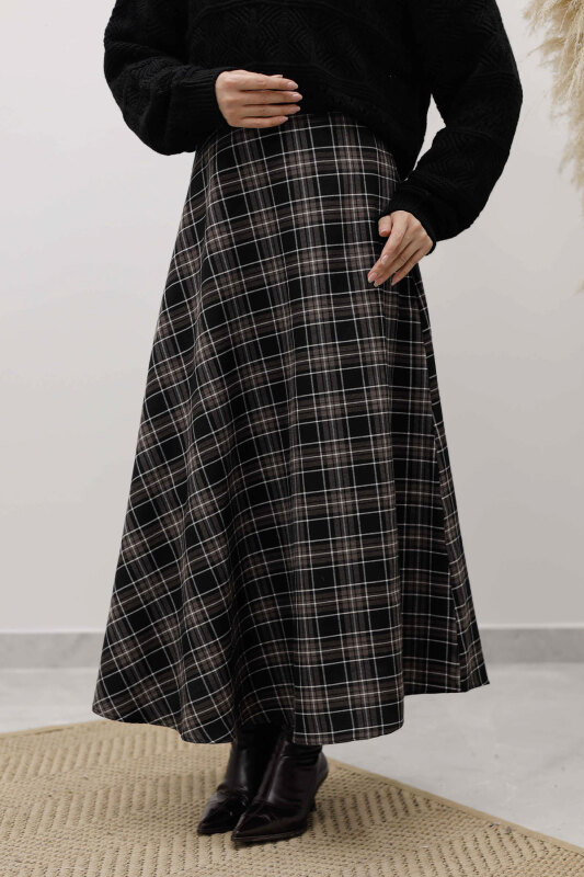 Ekose Etek TSD260102 Acı Kahve - Tesettür Dünyası (1)