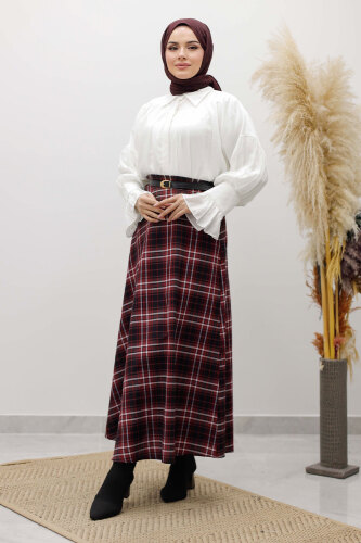 Ekose Etek TSD260102 Bordo - 5