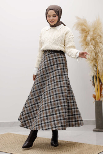 Ekose Etek TSD260102 Kahverengi - 3