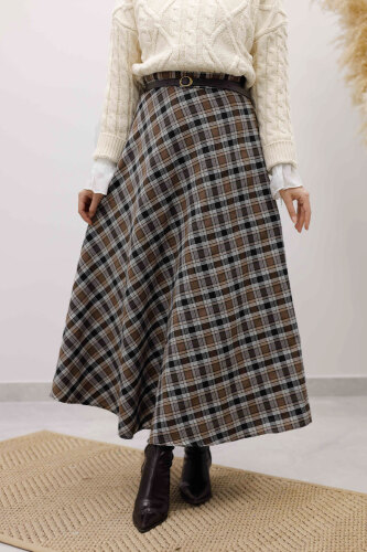 Ekose Etek TSD260102 Kahverengi - 2