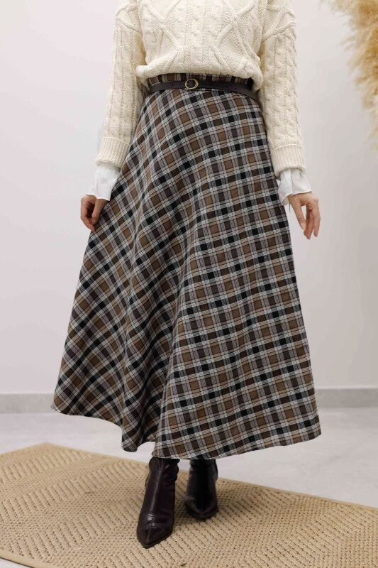 Ekose Etek TSD260102 Kahverengi - 2