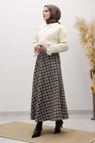 Ekose Etek TSD260102 Kahverengi - 4