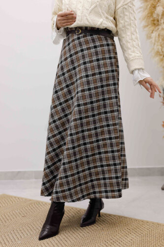 Ekose Etek TSD260102 Kahverengi - 5