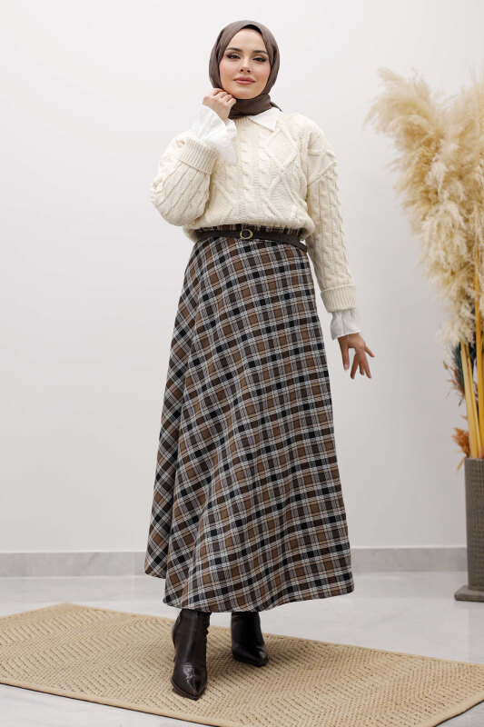 Ekose Etek TSD260102 Kahverengi - 1