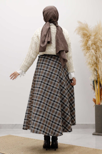 Ekose Etek TSD260102 Kahverengi - 6