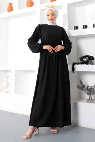 Eteği Düğme Detaylı Elbise TSD221206 Siyah - 3