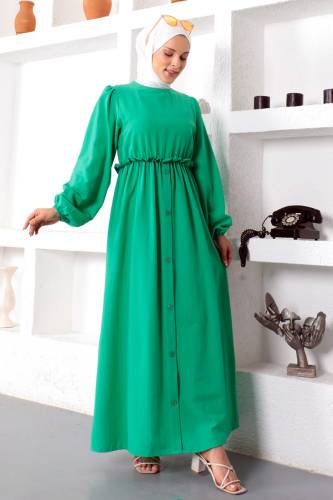 Eteği Düğme Detaylı Elbise TSD221206 Yeşil - 4