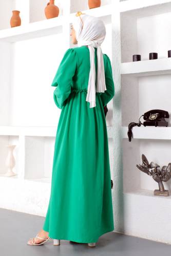 Eteği Düğme Detaylı Elbise TSD221206 Yeşil - 6