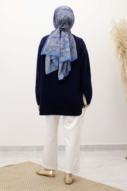 Fermuar Detaylı Triko Tunik TSD250254 Lacivert - 6