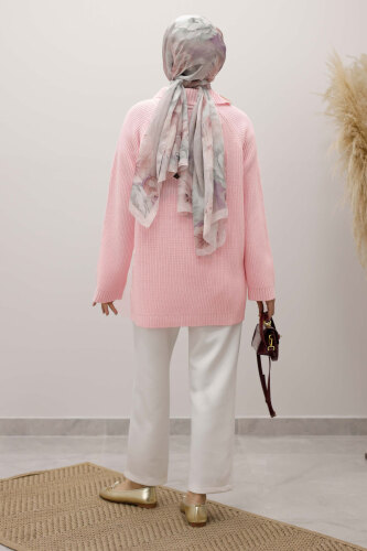 Fermuar Detaylı Triko Tunik TSD250254 Pembe - 6