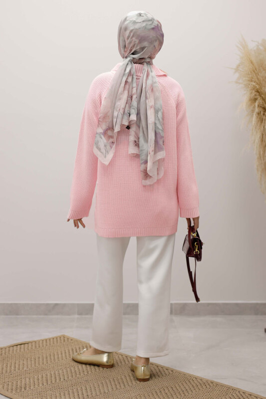 Fermuar Detaylı Triko Tunik TSD250254 Pembe - 6