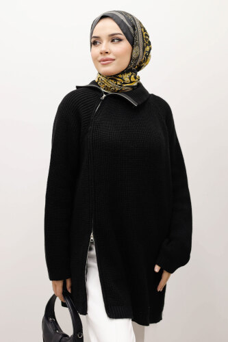 Fermuar Detaylı Triko Tunik TSD250254 Siyah - 2