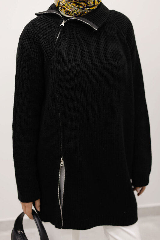 Fermuar Detaylı Triko Tunik TSD250254 Siyah - 5