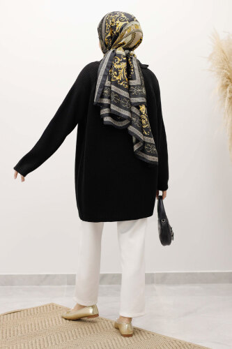 Fermuar Detaylı Triko Tunik TSD250254 Siyah - 6