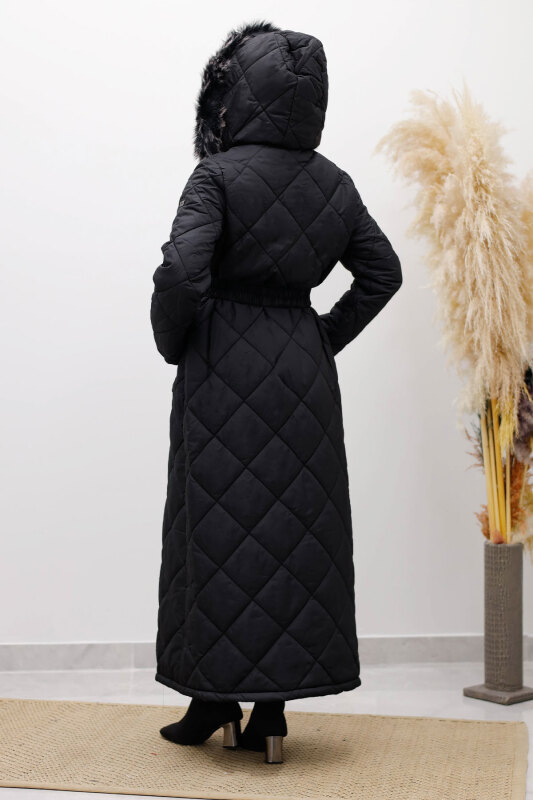 Fermuarlı Kapitone Mont TSD250233 Siyah - 6