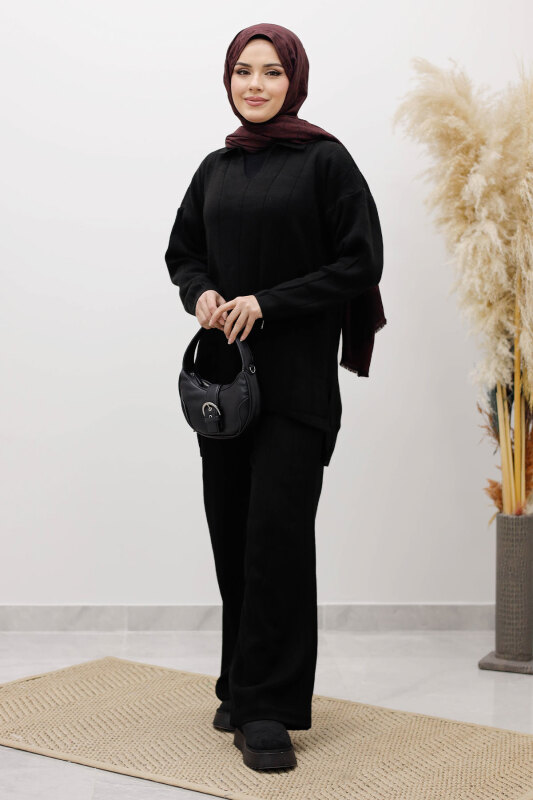 Fitilli Triko Takım TSD260118 Siyah - 3