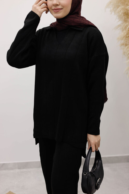 Fitilli Triko Takım TSD260118 Siyah - 4