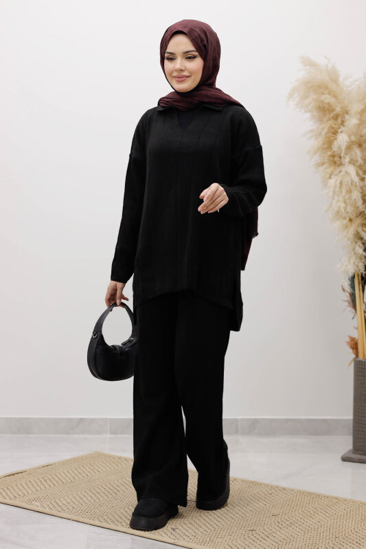 Fitilli Triko Takım TSD260118 Siyah - 5