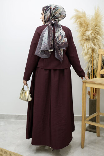 Gold Çıtçıtlı Etekli Takım TSD260156 Bordo - 6