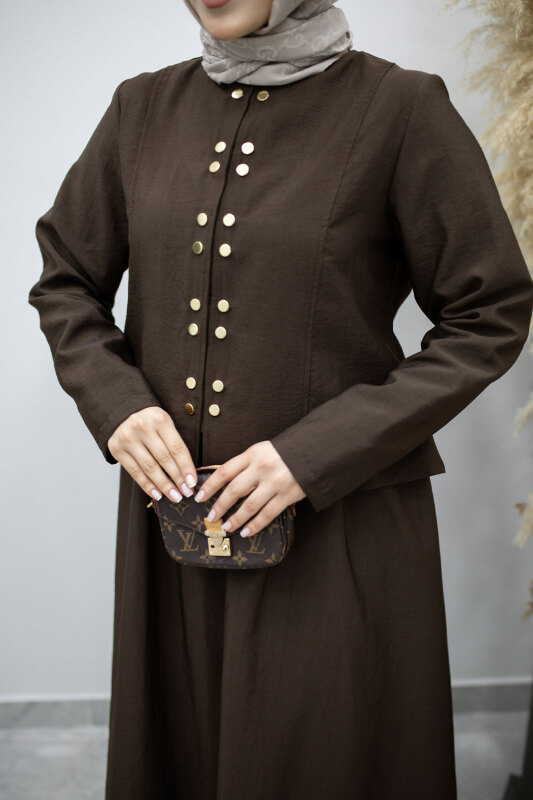 Gold Çıtçıtlı Etekli Takım TSD260156 Kahverengi - 4