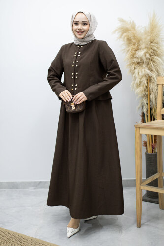 Gold Çıtçıtlı Etekli Takım TSD260156 Kahverengi - 5