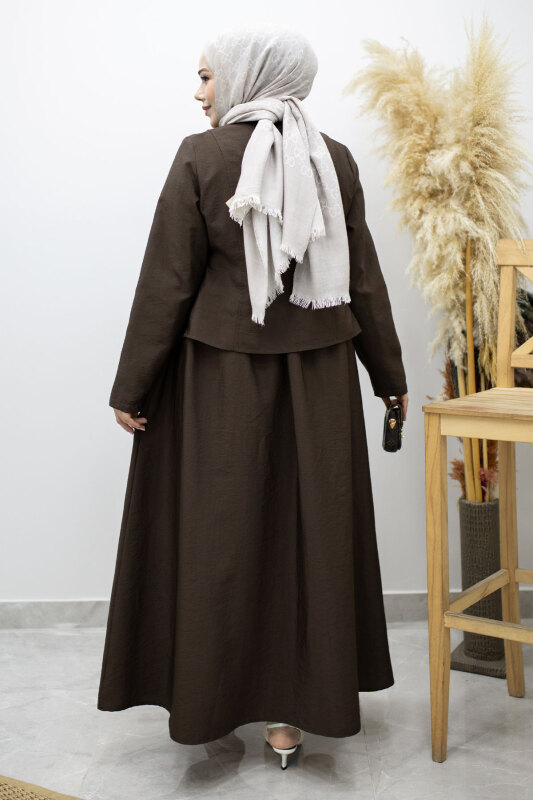 Gold Çıtçıtlı Etekli Takım TSD260156 Kahverengi - 6