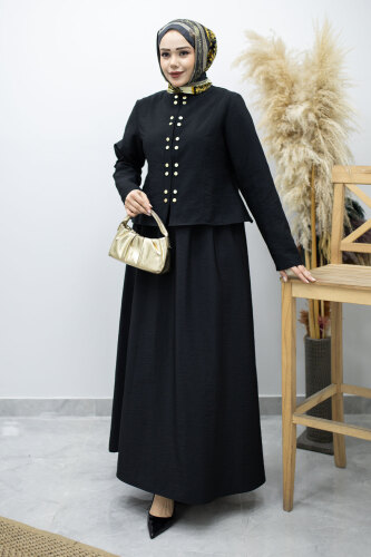 Gold Çıtçıtlı Etekli Takım TSD260156 Siyah - 1