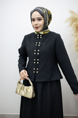 Gold Çıtçıtlı Etekli Takım TSD260156 Siyah - 2