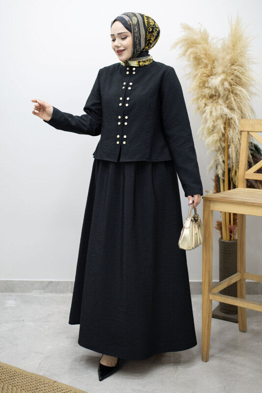 Gold Çıtçıtlı Etekli Takım TSD260156 Siyah - 3