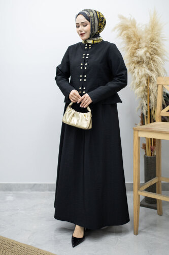 Gold Çıtçıtlı Etekli Takım TSD260156 Siyah - 5