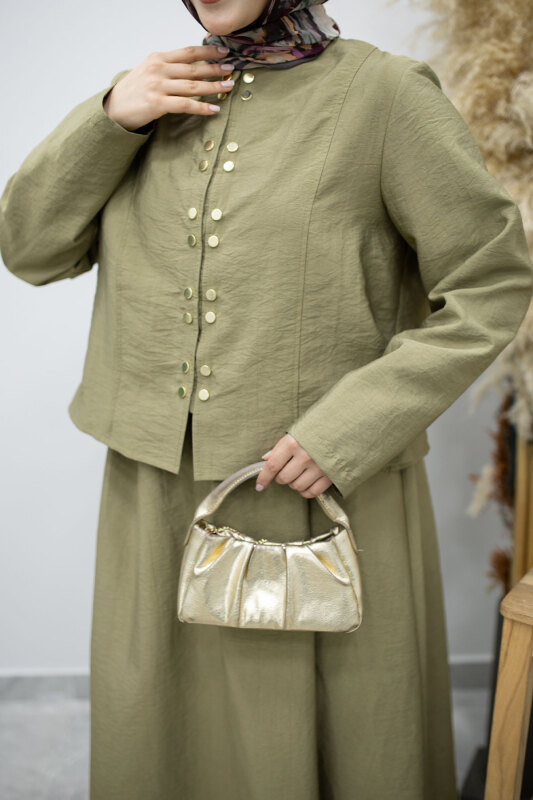 Gold Çıtçıtlı Etekli Takım TSD260156 Yeşil - 4