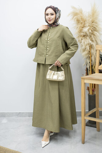 Gold Çıtçıtlı Etekli Takım TSD260156 Yeşil - 5