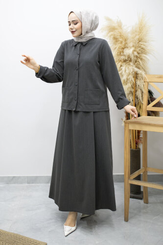 Gömleği Cepli Etekli Takım TSD260158 Füme 