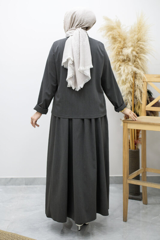 Gömleği Cepli Etekli Takım TSD260158 Füme - 6