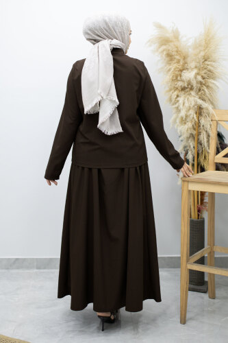 Gömleği Cepli Etekli Takım TSD260158 Kahverengi - 6