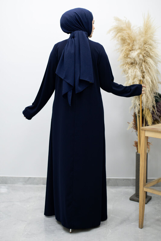 Hakim Yaka Taşlı Elbise TSD260170 Lacivert - 6