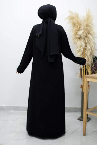 Hakim Yaka Taşlı Elbise TSD260170 Siyah - 6