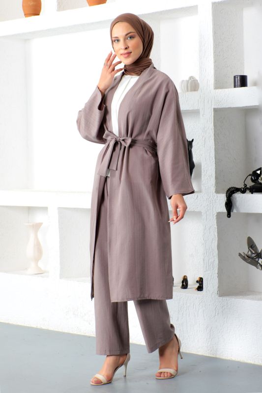 İkili Kimono Takım TSD230106 Vizon - 3