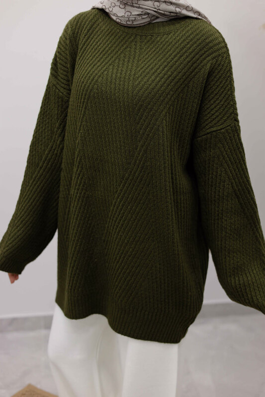 Kabartma Desen Triko Tunik TSD260110 Haki - 4