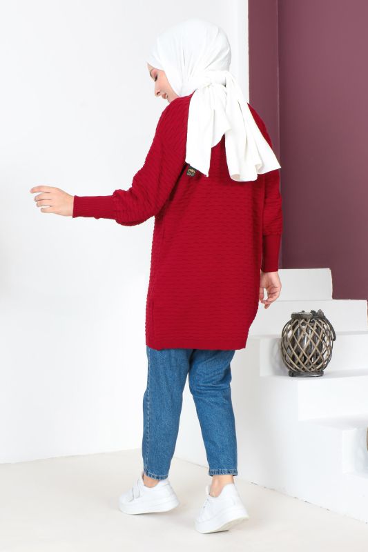 Kabartma Desenli Triko Tunik TSD230713 Bordo - 5