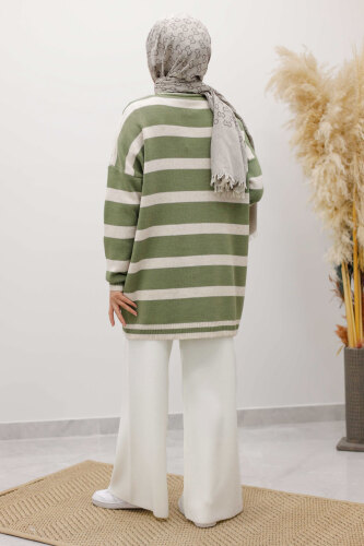 Kalın Çizgi Detaylı Triko Tunik TSD260113 Mint Yeşili - 6