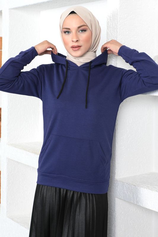 Kapşonlu Sweatshirt TSD230340 Mor - 3