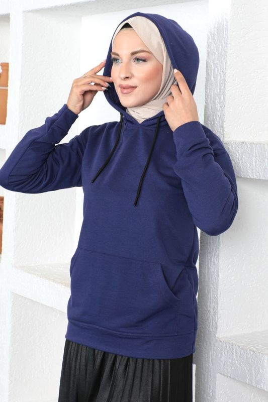 Kapşonlu Sweatshirt TSD230340 Mor - 1