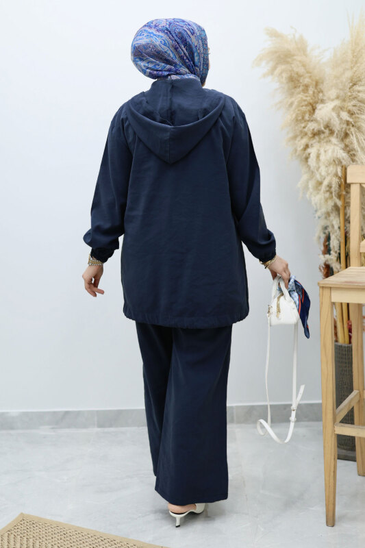 Kapüşonlu Fermuarlı İkili Takım TSD260132 Lacivert - 6