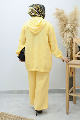 Kapüşonlu Fermuarlı İkili Takım TSD260132 Sarı - 6