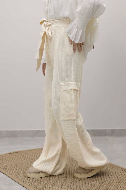 Kargo Cepli Triko Pantolon TSD260124 Bej - 4