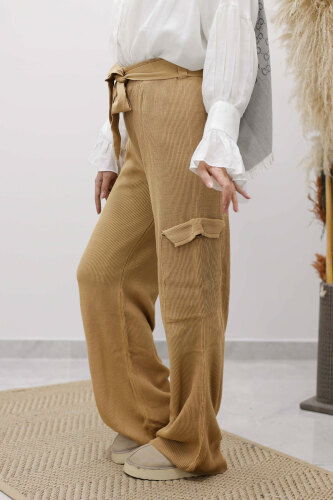 Kargo Cepli Triko Pantolon TSD260124 Camel - 4