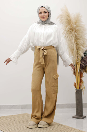 Kargo Cepli Triko Pantolon TSD260124 Camel - 5